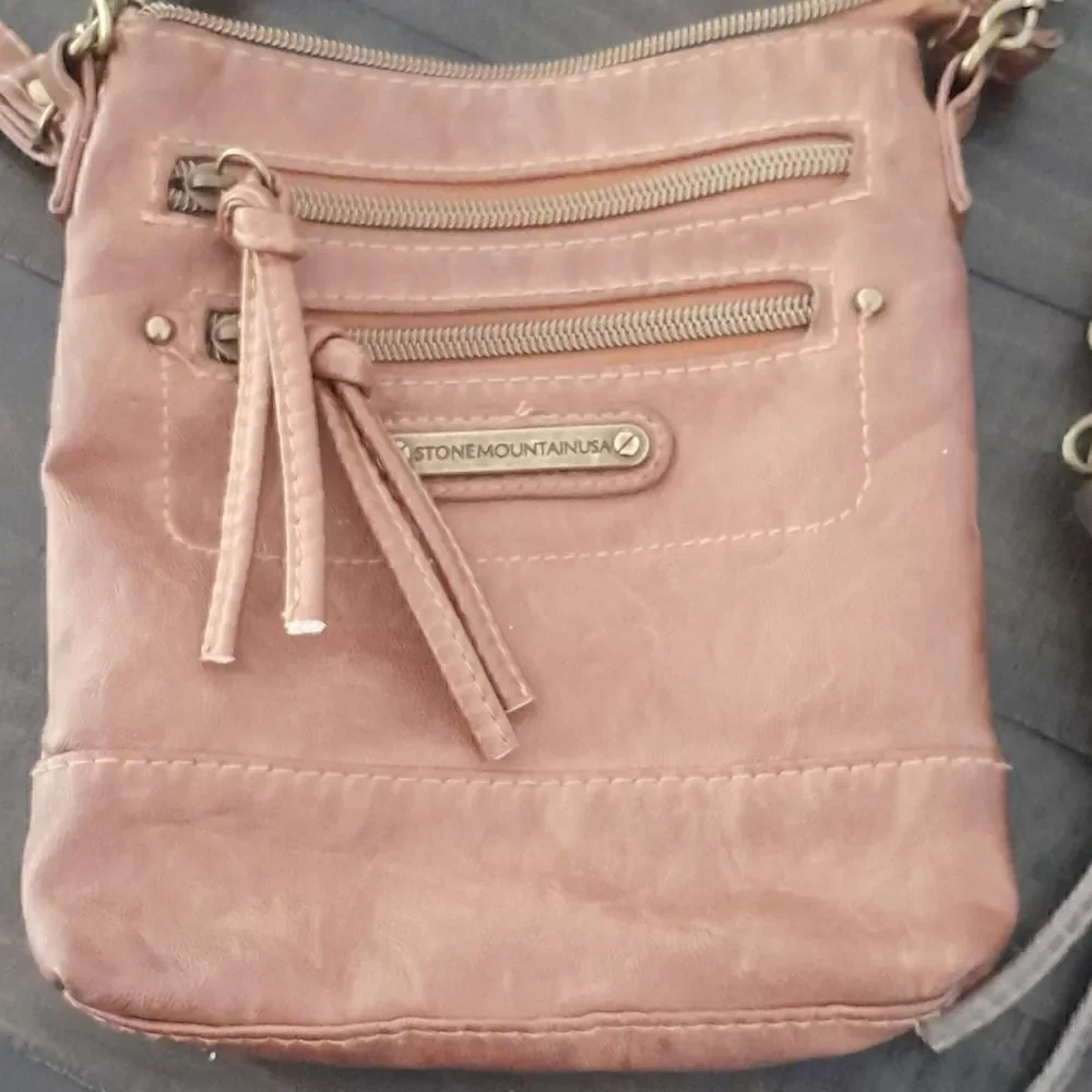 Stone Mountain USA crossbody bag lots of pockets good condition one gray one tan